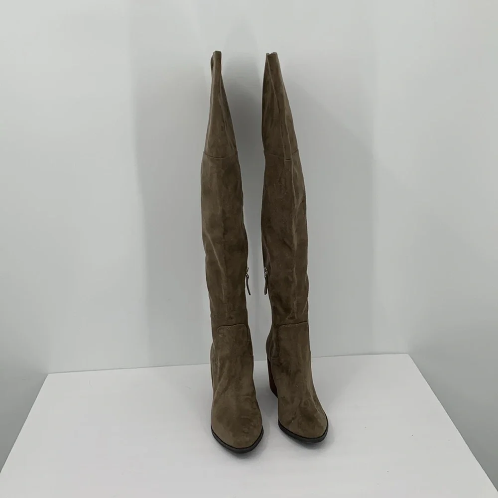 BP Nordstrom Luke Over the Knee OTK boots shoe heel olive green brown tall tan 8